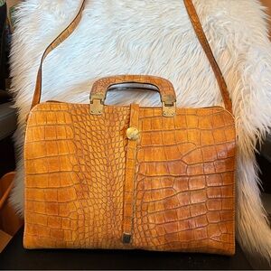 Vera Pelle Italian Cognac Leather Handbag